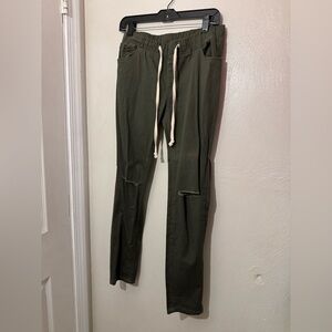 Army green jean joggers